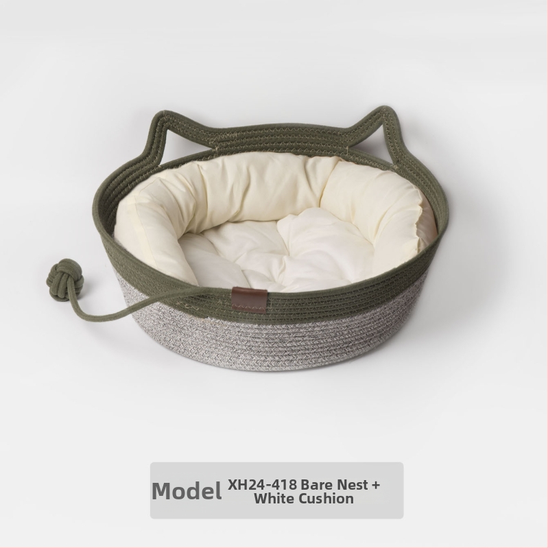 Kaķu ligzda no kokvilnas auklām — kaķiem, mājdzīvnieku ligzda