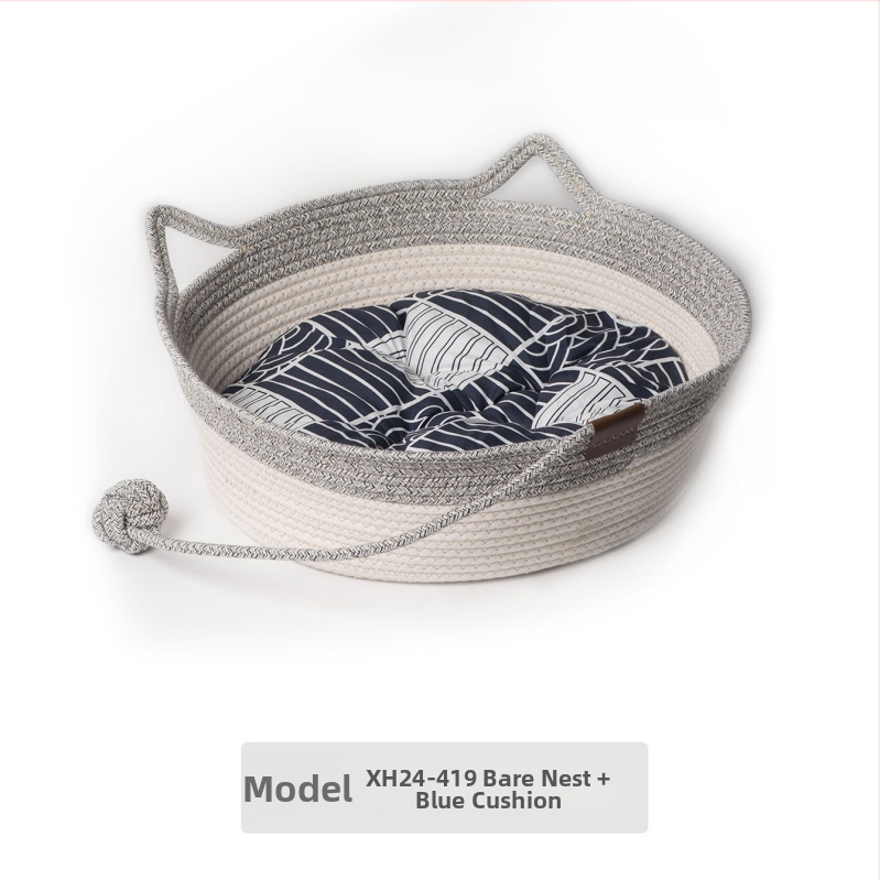 Kaķu ligzda no kokvilnas auklām — kaķiem, mājdzīvnieku ligzda