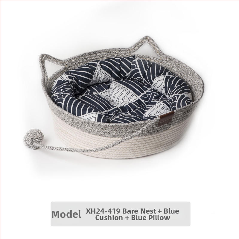 Kaķu ligzda no kokvilnas auklām — kaķiem, mājdzīvnieku ligzda