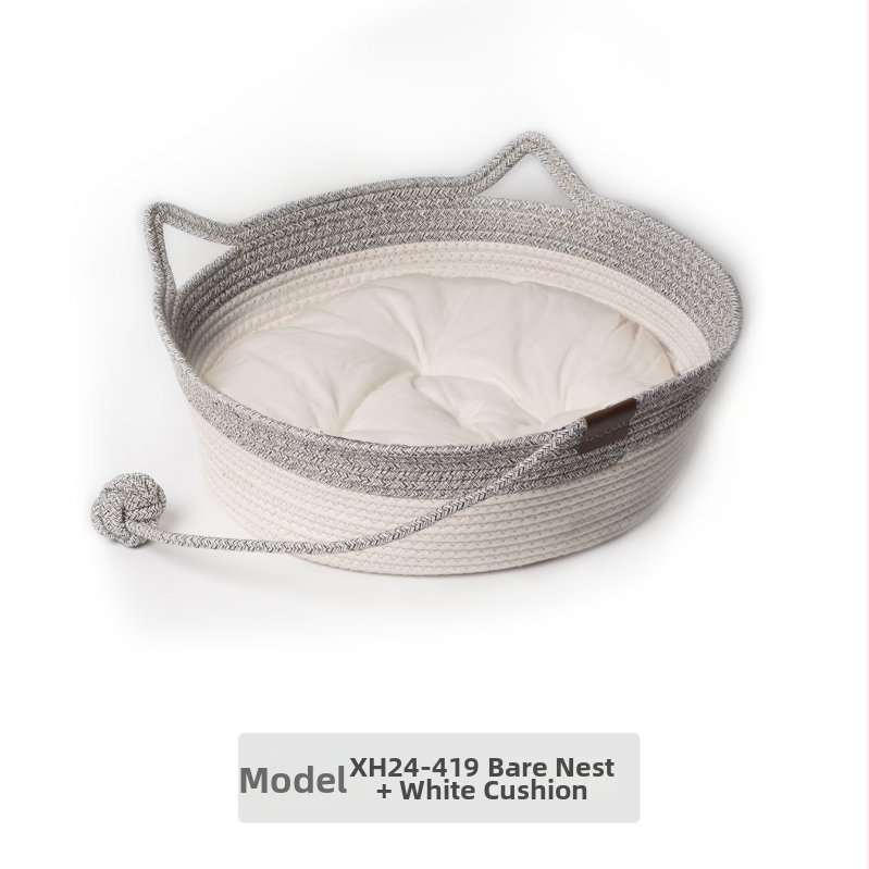 Kaķu ligzda no kokvilnas auklām — kaķiem, mājdzīvnieku ligzda