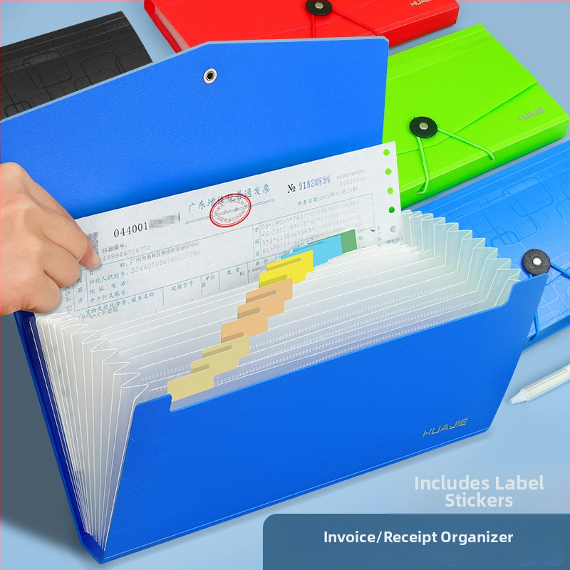 Hua Jie A5 akordeona mapīte faktūrām ar 13 nodalījumiem, no plastmasas, bez zīmoga, bez pielāgošanas