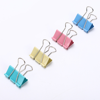 Farebné kovové sponky na dokumenty Bright, dizajn s dlhým chvostom, ekonomický model, balenie valcami