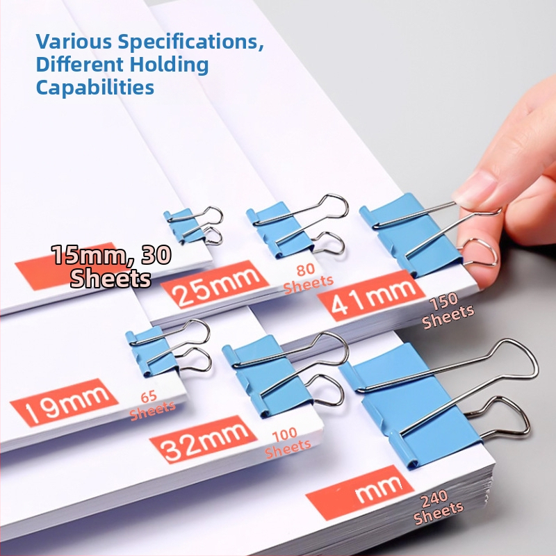 Farebné kovové sponky na dokumenty Bright, dizajn s dlhým chvostom, ekonomický model, balenie valcami