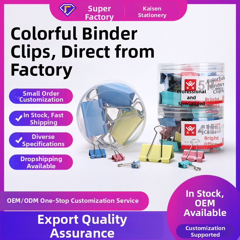 Farebné kovové sponky na dokumenty Bright, dizajn s dlhým chvostom, ekonomický model, balenie valcami