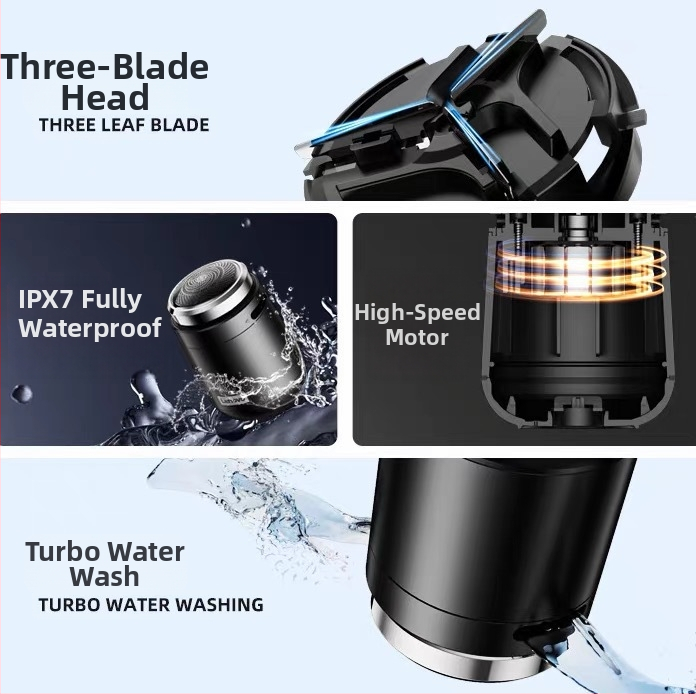 Elektrický holiaci stroj RS100 s otočnou hlavou, vstavaná batéria, plne umývateľný pre celé telo, výdrž batérie 45–60 min