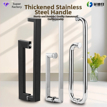 Nerūdijančio plieno vonios kambario rankena stiklo durims, įmontuojama, lankinės formos, poliruota apdaila, tinkama slankiosioms durims