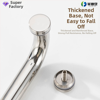 Nerūdijančio plieno vonios kambario rankena stiklo durims, įmontuojama, lankinės formos, poliruota apdaila, tinkama slankiosioms durims