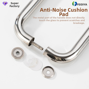 Nerūdijančio plieno vonios kambario rankena stiklo durims, įmontuojama, lankinės formos, poliruota apdaila, tinkama slankiosioms durims