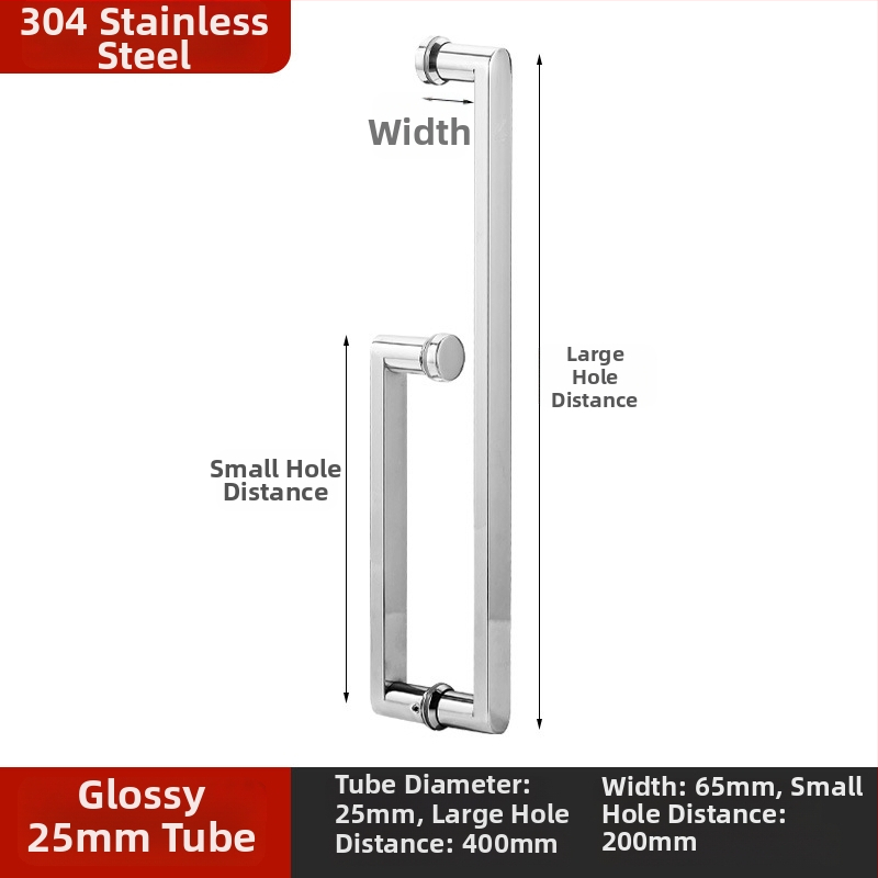 Nerūdijančio plieno vonios kambario rankena stiklo durims, įmontuojama, lankinės formos, poliruota apdaila, tinkama slankiosioms durims