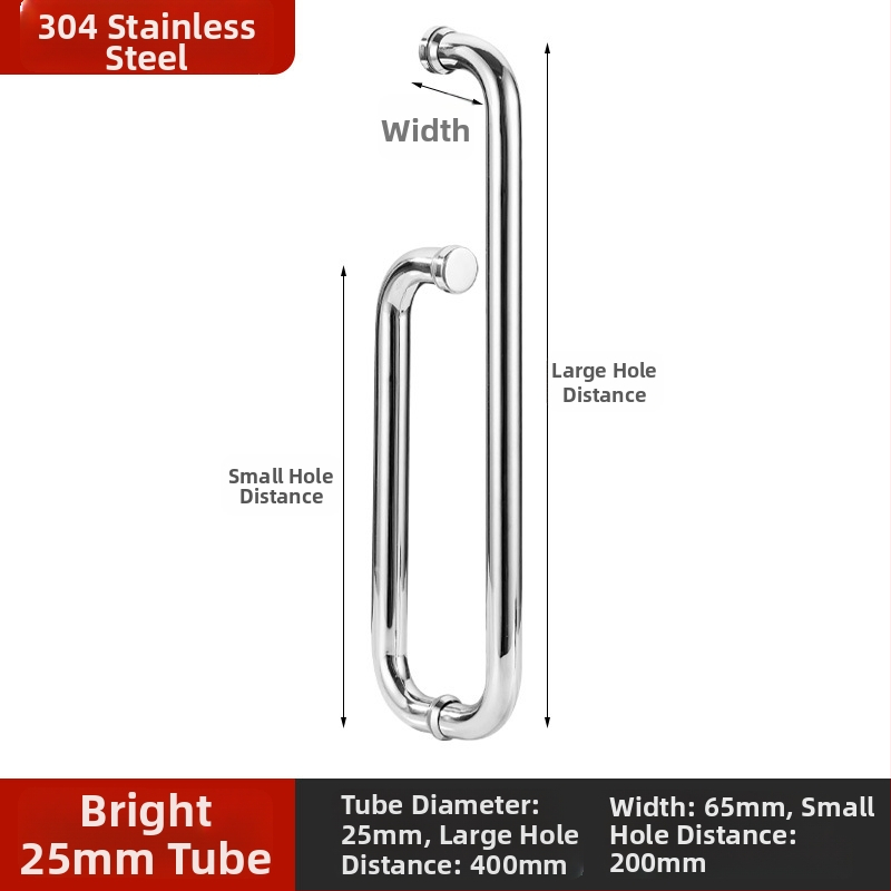 Nerūdijančio plieno vonios kambario rankena stiklo durims, įmontuojama, lankinės formos, poliruota apdaila, tinkama slankiosioms durims