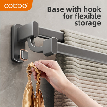 Cobbecabei Siena laikiklis rankšluosčiams iš Space Aluminum – sieninis montavimas, vienos ir dviejų strypų, be gręžimo, oksidacijos paviršius