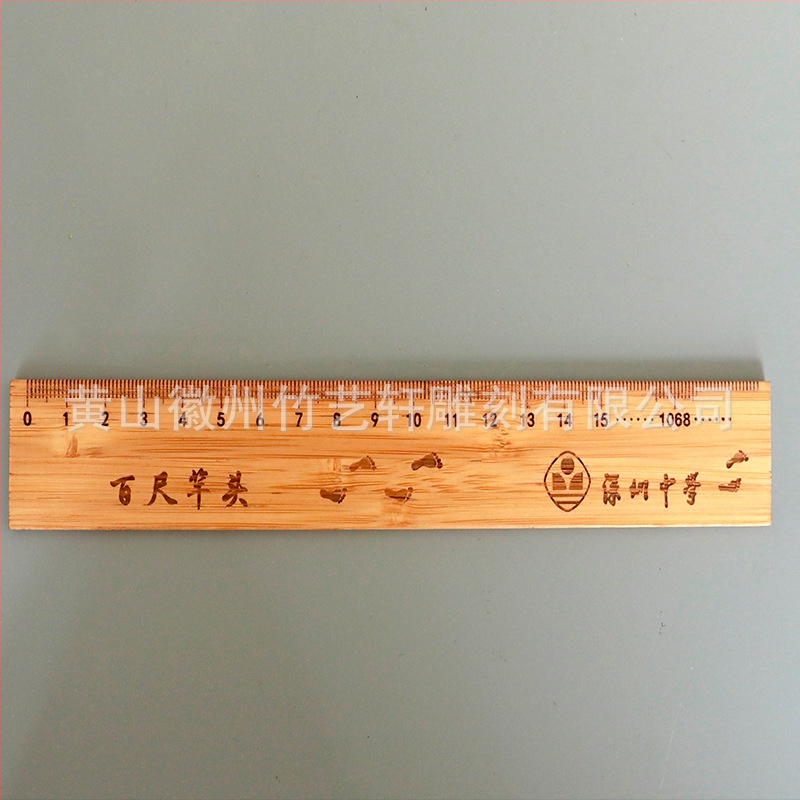 Bambusová centimetrová pravítka s laserovo gravírovaným logom, prispôsobiteľná, kampus štýl