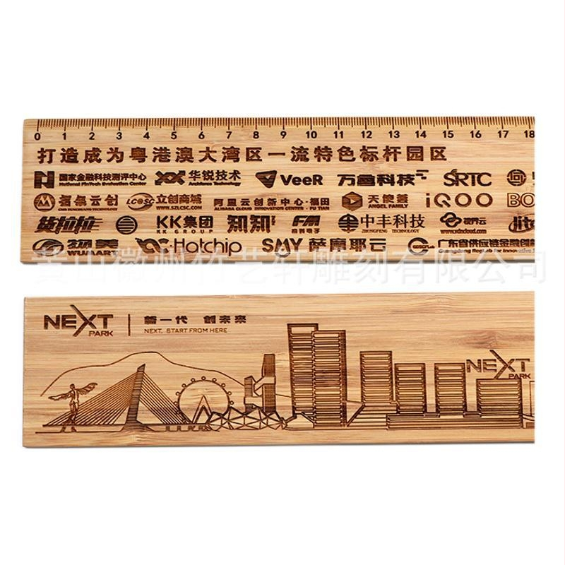Bambusová centimetrová pravítka s laserovo gravírovaným logom, prispôsobiteľná, kampus štýl