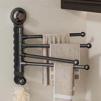 Zidni rotirajući držač za ručnike s suction cup, bez bušenja, ABS+karbonska čelika+PP, nosivost 5 kg, moderni minimalistički dizajn