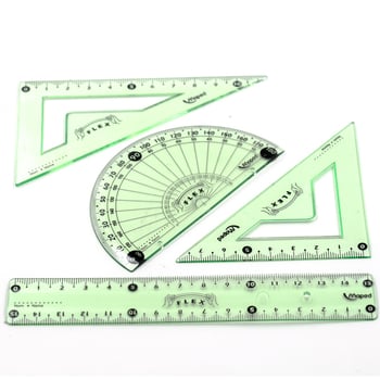 Set pravila s trokutom i kutomjerom, model 897134CH, materijal: plastika, težina: 36 g, prilagodba: Da