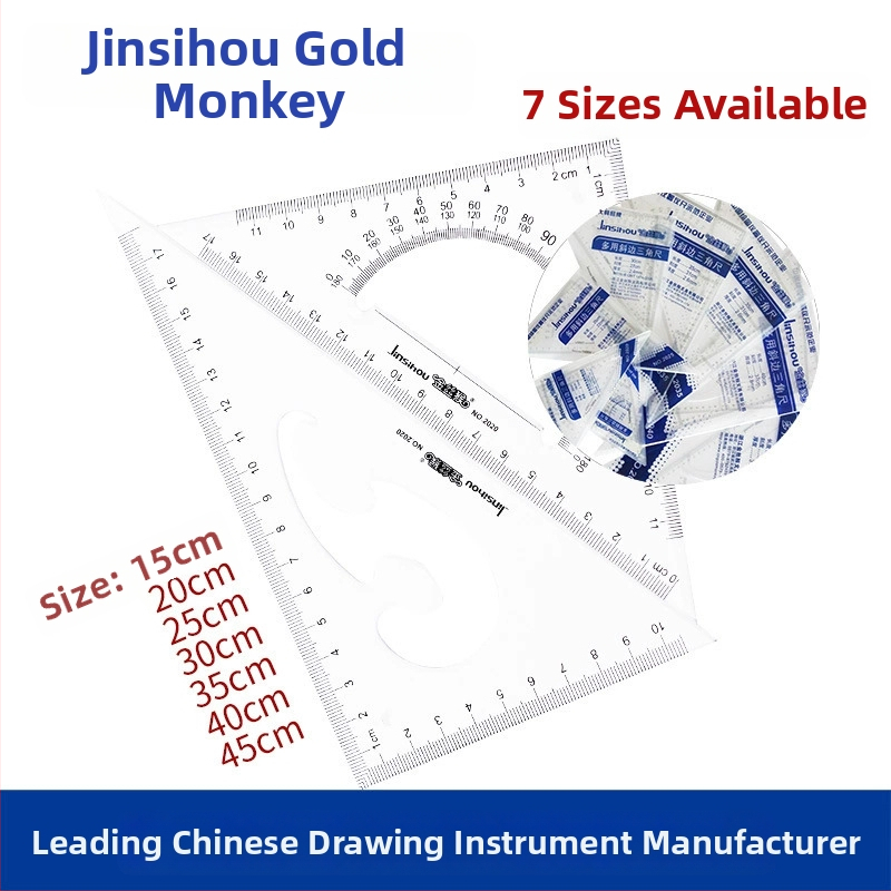 Golden Monkey plastový set trojuholníkových pravítek s semi-scale znakmi (rôznych modelov)