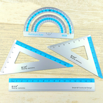 Baojing metalni set za crtanje, 4 komada: ravnalo, kutnik, kutomjer; prilagodba dostupna