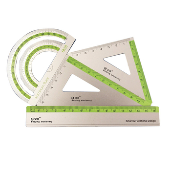 Baojing metalni set za crtanje, 4 komada: ravnalo, kutnik, kutomjer; prilagodba dostupna