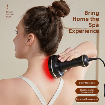 JL-A10 Elektriskā meridiānu birste visa ķermeņa masāžai – USB barošana, pogas vadība, temperatūras diapazons 45–55°C, ABS + cinka sakausējuma birstes galva