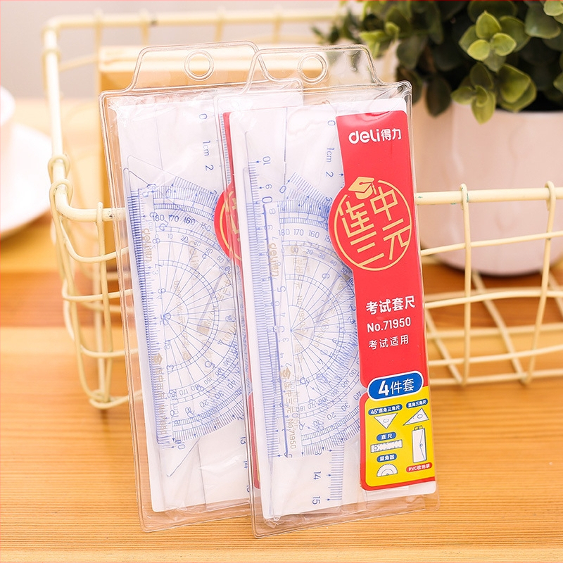 Deli 71950 set trokutnog ravnala od plastike