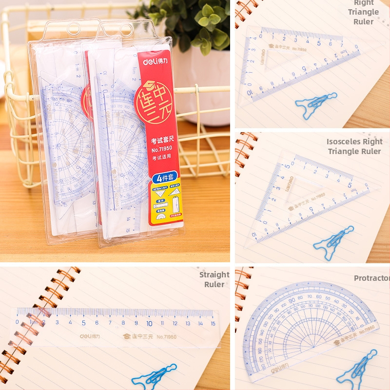 Deli 71950 set trokutnog ravnala od plastike