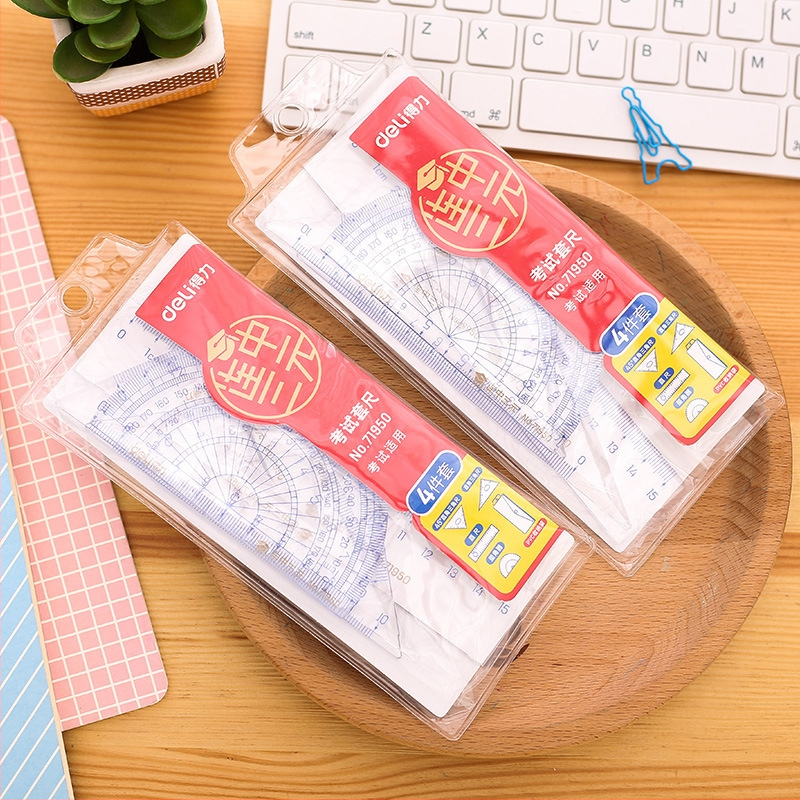 Deli 71950 set trokutnog ravnala od plastike