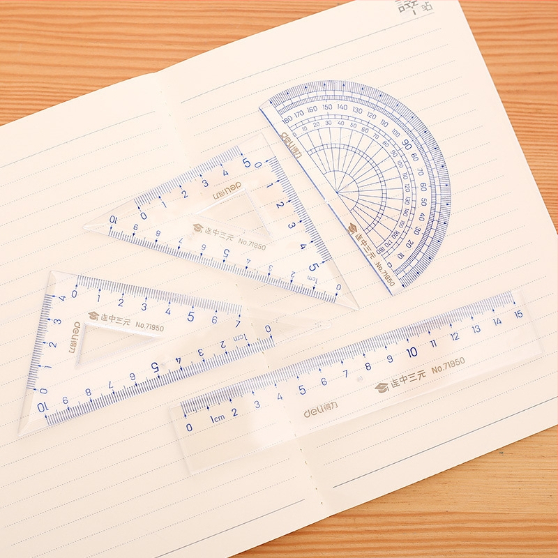 Deli 71950 set trokutnog ravnala od plastike