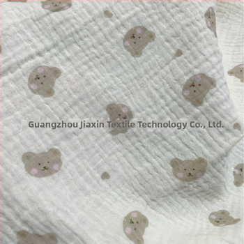 Medvilninis dvigubos muslin audinys su lokio atspaudu pižamoms ir namų drabužiams; 100% medvilnė; cilindrinis dažymas; augalinis atspaudas