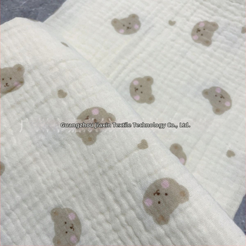 Medvilninis dvigubos muslin audinys su lokio atspaudu pižamoms ir namų drabužiams; 100% medvilnė; cilindrinis dažymas; augalinis atspaudas