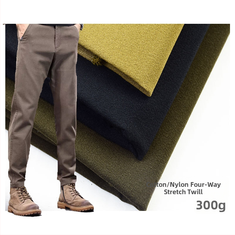 Medvilnės-nailono-spandekso mišinio, keturių krypčių tempimas, austas audinys, 300 g, rudens-žiema