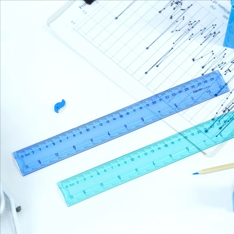 Deli 1415 rugalmas vonalzó, műanyag, egyenes, nyomtatott logóval