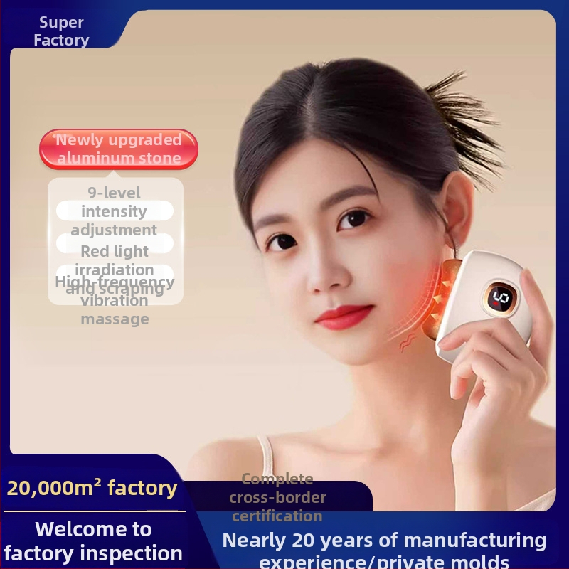 Uzlādējams elektriskais sejas masāžas ierīce ar 4 ātrumiem, ABS+ alumīnija korpuss, sejas masāža un apkures vibrācija