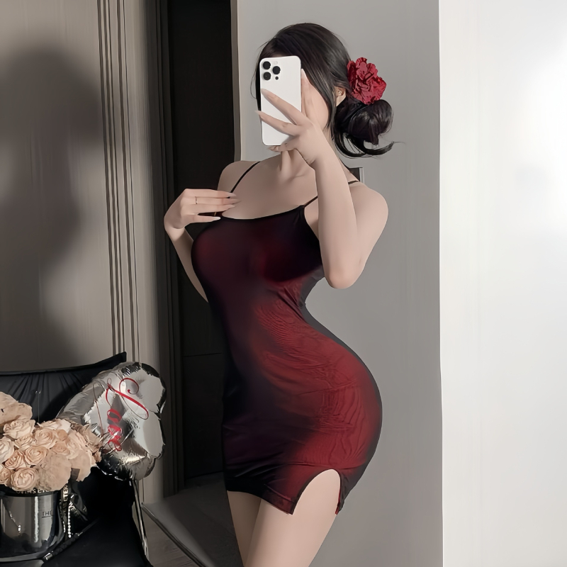 Seksa caurspīdīga mežģīņu kleita sievietēm – cieša piegriezums, poliester mežģīne, lomu spēļu stils