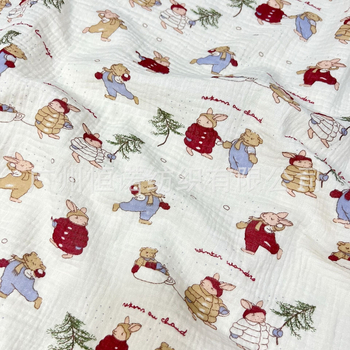 Babára tervezett, kétoldalas gézanyagú pamut, állatmintás nyomással, 100% pamut, nyomtatás, ideális pizsamákhoz, ruházathoz és ágyneműhöz