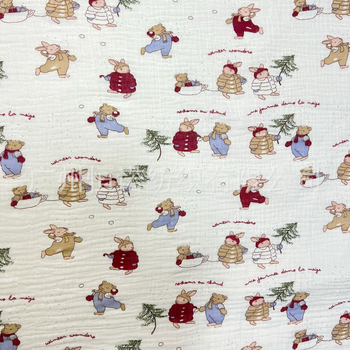 Babára tervezett, kétoldalas gézanyagú pamut, állatmintás nyomással, 100% pamut, nyomtatás, ideális pizsamákhoz, ruházathoz és ágyneműhöz