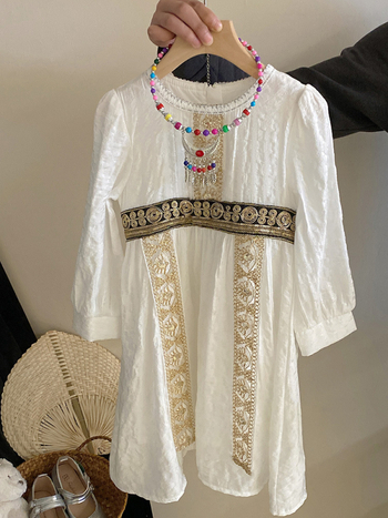 Mergaitės etninio stiliaus suknelių komplektas su gėlėtu liemenėliu – poliesterio mišinio audinys, 3–8 m., 100–140 cm, pavasaris 2024