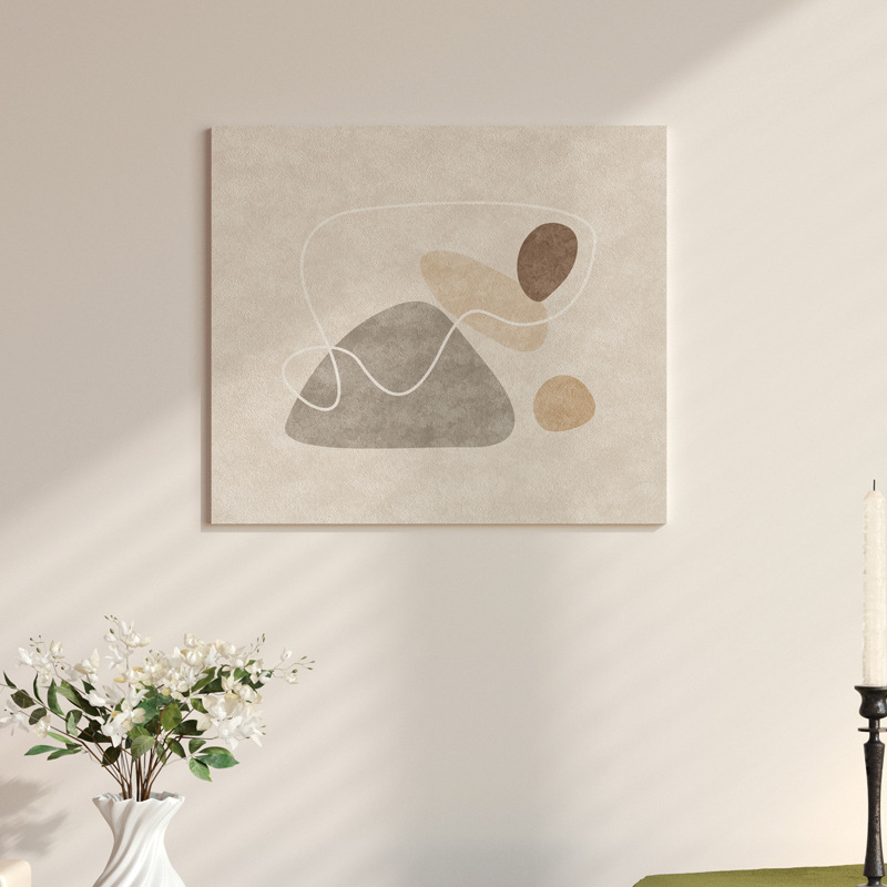 Auduma durvju aizkars dzīvojamajai istabai un ieejai, ģeometrisks un abstrakts raksts, stils Wabi-sabi