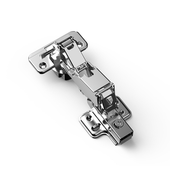 Balama de dulap cu amortizare hidraulică, unghi larg 165°/180°, acțiune în două etape, funcționare silențioasă, oțel laminat la rece cu bază placată cu cupru