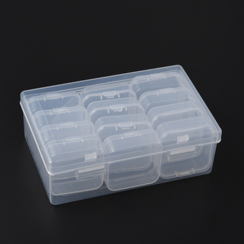 Cutie de depozitare pentru bijuterii — cutie din plastic transparent, mini, set de 13 piese pentru materiale și accesorii DIY pentru bijuterii