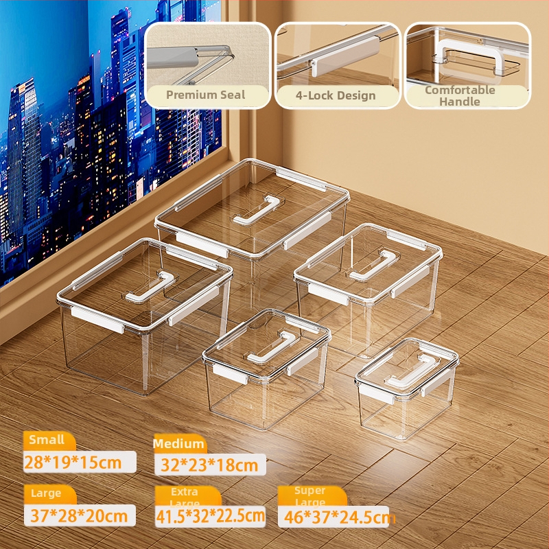 Skaidri laikymo dėžė svetainei, modelis 901, PET medžiaga, talpa 5–10 L, atspari vandeniui