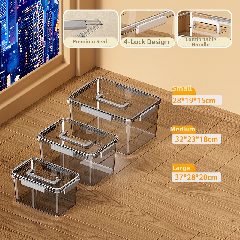 Skaidri laikymo dėžė svetainei, modelis 901, PET medžiaga, talpa 5–10 L, atspari vandeniui