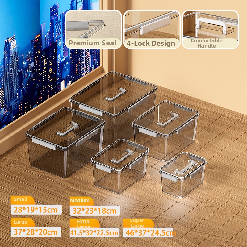 Skaidri laikymo dėžė svetainei, modelis 901, PET medžiaga, talpa 5–10 L, atspari vandeniui