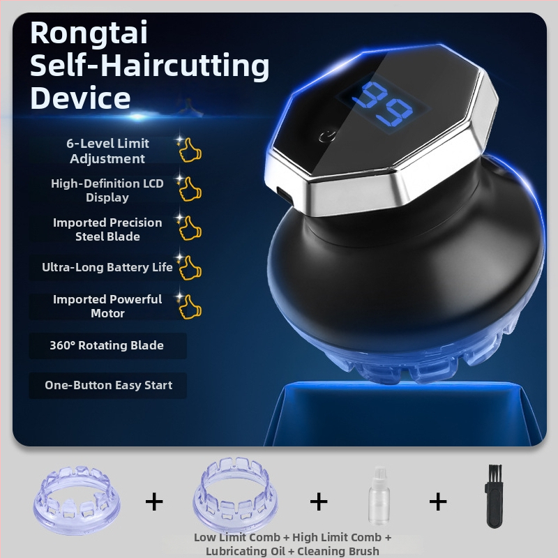 Namų UFO stiliaus automatinis savarankiškas galvos plaukų kirpimo įrankis, vyriškas daugiafunkcinis savarankiškas kirpimas, įmontuota baterija 300–500 mAh, veikimo laikas 0–1 h, šepetinis variklis, nerūdijančio plieno kirpimo galvutė, žemas triukšmas