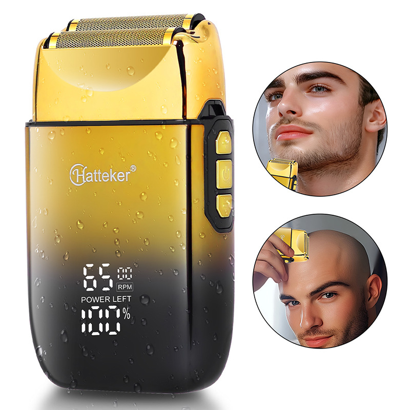 Електрическа самобръсначка с реципрочна двуглавна глава, LED дисплей, функция за пълно измиване на тялото, вградена батерия 1200–2000 mAh, време на работа над 60 минути