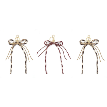 Maišelio raktų pakabukas su kaspinėlio mazgu, languotas modelis ir rhinestones, rankomis megztas iš poliesterio, vasara 2025