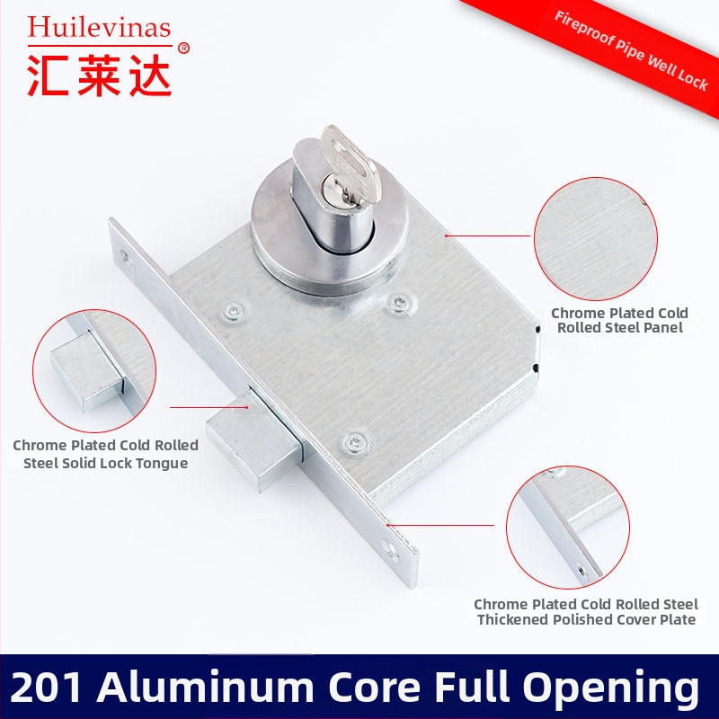 Zăvor pentru ușa puțului de conducte – oțel inoxidabil, model 669, montaj cu canelare, cu cheie