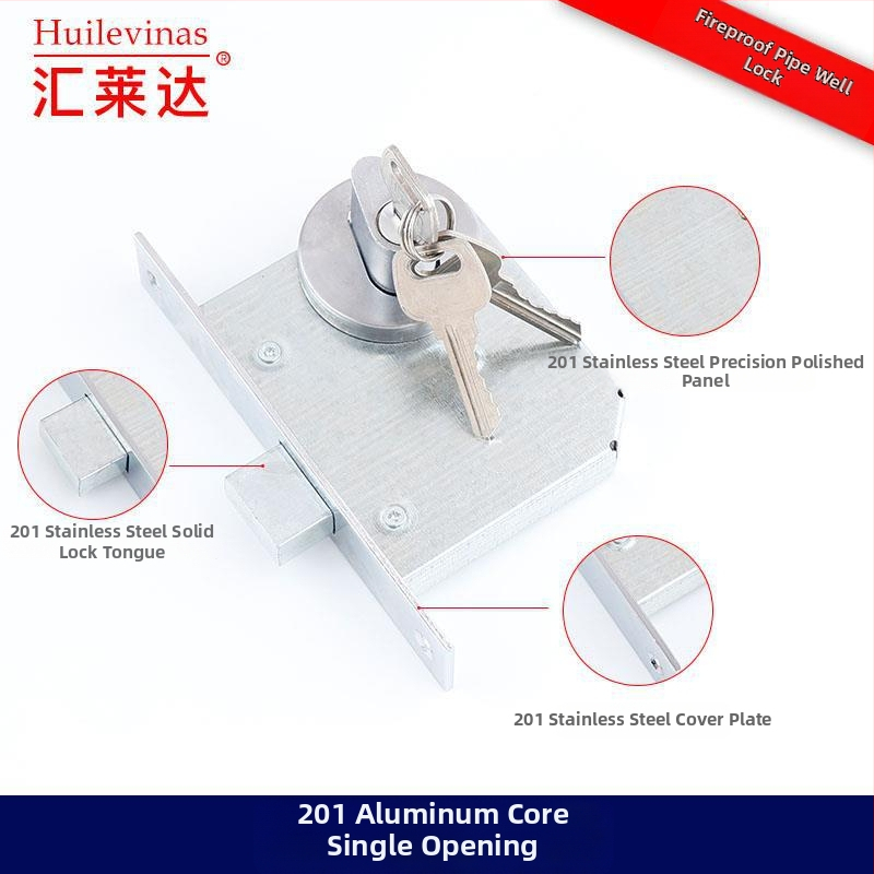 Zăvor pentru ușa puțului de conducte – oțel inoxidabil, model 669, montaj cu canelare, cu cheie