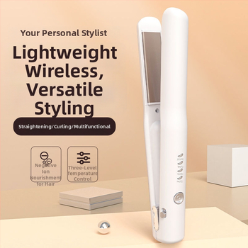 Mini juhtmevaba juukseid sirgendav ja lokitang, turmaliin-keramistsed kuumutusplaadid (plaatide Ø 16–20 mm; 22W; 5V; juhtmevaba laadimine)