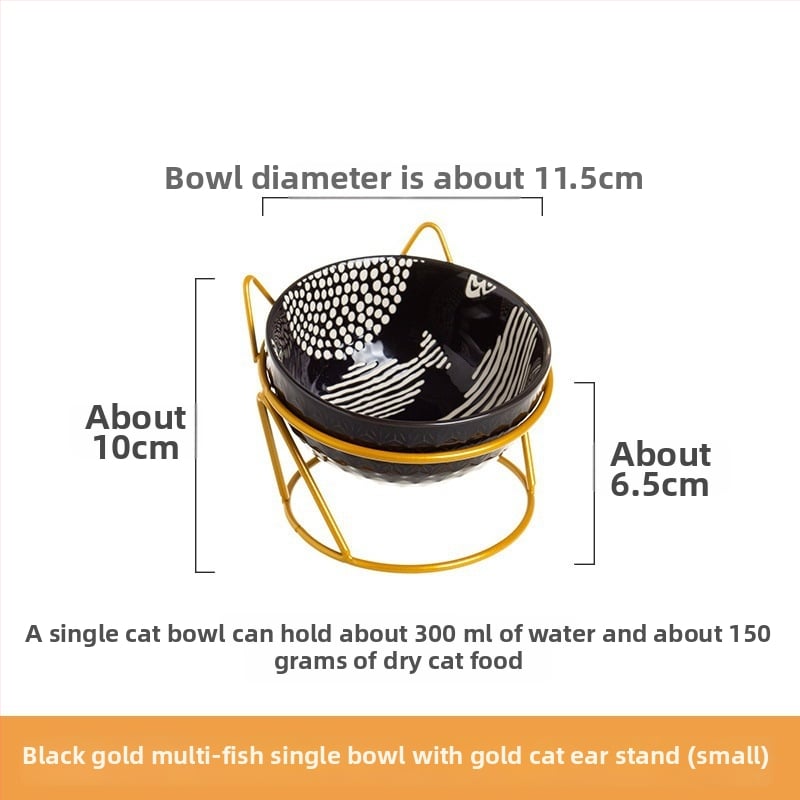 Keramiskā dubultā bļoda mājdzīvniekiem ar fiksētu slīpumu, lai novērstu apgāšanos, ēšanai un ūdenim kaķiem un suņiem