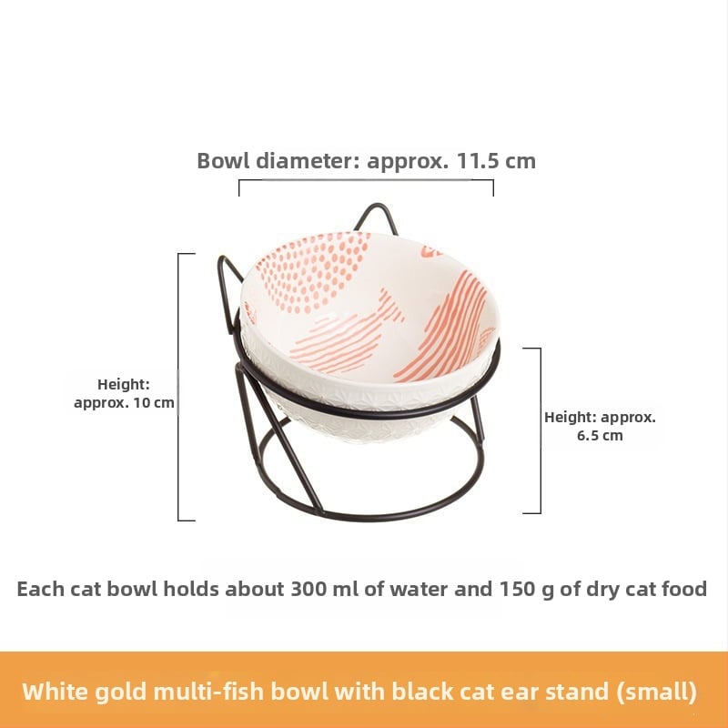 Keramiskā dubultā bļoda mājdzīvniekiem ar fiksētu slīpumu, lai novērstu apgāšanos, ēšanai un ūdenim kaķiem un suņiem